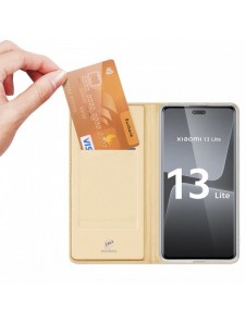 Dux Ducis Skin Pro-fodral för Xiaomi 13 Lite Flip Card-plånboksställ guld