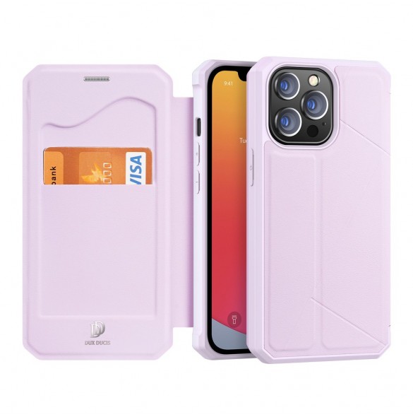 DUX DUCIS Skin X Bokhylla typ fodral för iPhone 13 Pro rosa