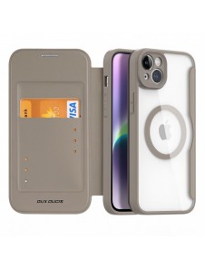 Dux Ducis Skin X Pro fodral iPhone 14 Plus MagSafe magnetiskt flipfodral beige