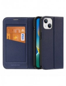 Dux Ducis Skin X2 skal till iPhone 14 skal med magnetisk flik blå