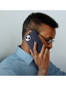 Dux Ducis Skin X2 skal till iPhone 14 skal med magnetisk flik blå