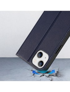 Dux Ducis Skin X2 skal till iPhone 14 skal med magnetisk flik blå