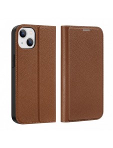 Dux Ducis Skin X2 skal till iPhone 14 skal med magnetisk flik brun