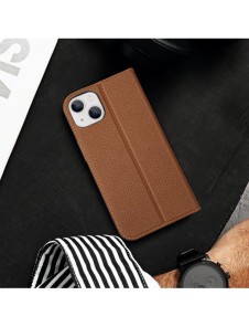 Dux Ducis Skin X2 skal till iPhone 14 skal med magnetisk flik brun