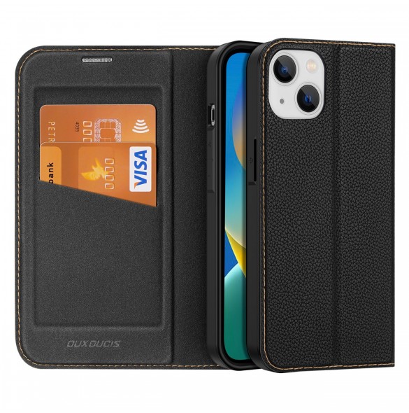 Dux Ducis Skin X2 skal till iPhone 14 Plus skal med magnetisk flik svart