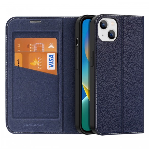 Dux Ducis Skin X2 skal till iPhone 14 Plus skal med magnetisk flik blå