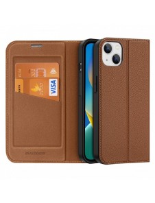 Dux Ducis Skin X2 skal till iPhone 14 Plus skal med magnetisk flik brun