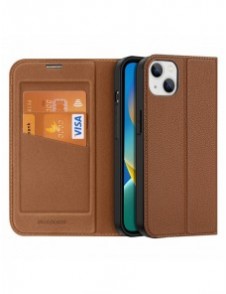 Dux Ducis Skin X2 skal till iPhone 14 Plus skal med magnetisk flik brun