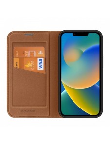 Dux Ducis Skin X2 skal till iPhone 14 Plus skal med magnetisk flik brun