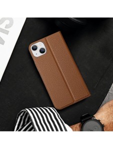 Dux Ducis Skin X2 skal till iPhone 14 Plus skal med magnetisk flik brun
