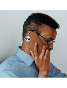 Dux Ducis Skin X2 skal till iPhone 14 Plus skal med magnetisk flik brun