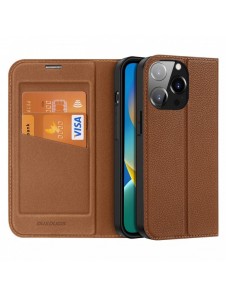 Dux Ducis Skin X2 skal till iPhone 14 Pro skal med magnetisk flik brun