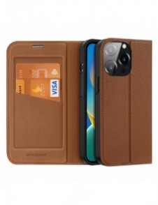 Dux Ducis Skin X2 skal till iPhone 14 Pro skal med magnetisk flik brun