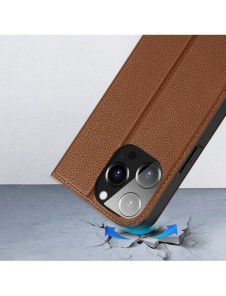 Dux Ducis Skin X2 skal till iPhone 14 Pro skal med magnetisk flik brun