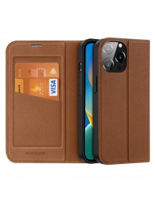 Dux Ducis Skin X2 skal till iPhone 14 Pro Max skal med magnetisk flik brun