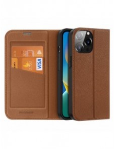 Dux Ducis Skin X2 skal till iPhone 14 Pro Max skal med magnetisk flik brun