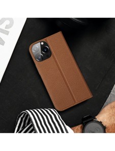 Dux Ducis Skin X2 skal till iPhone 14 Pro Max skal med magnetisk flik brun