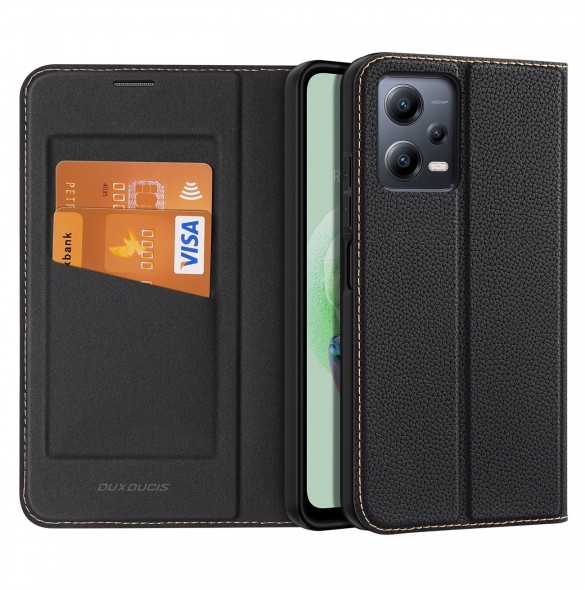 Dux Ducis Skin X2 Fodral För Xiaomi Redmi Note 12 5G / Poco X5 5G Cover Flip Plånboksställ Svart