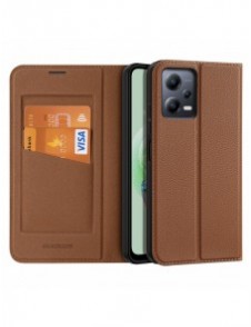 Dux Ducis Skin X2 Fodral för Xiaomi Redmi Note 12 5G / Poco X5 5G Cover Flip Plånboksställ Brun