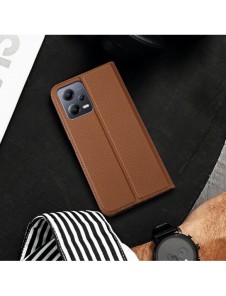 Dux Ducis Skin X2 Fodral för Xiaomi Redmi Note 12 5G / Poco X5 5G Cover Flip Plånboksställ Brun