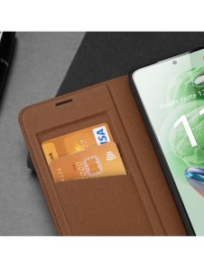Dux Ducis Skin X2 Fodral för Xiaomi Redmi Note 12 5G / Poco X5 5G Cover Flip Plånboksställ Brun