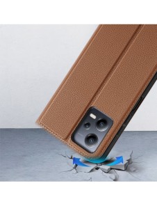Dux Ducis Skin X2 Fodral för Xiaomi Redmi Note 12 5G / Poco X5 5G Cover Flip Plånboksställ Brun