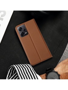Dux Ducis Skin X2 fodral till Xiaomi Redmi Note 12 Pro+ flip cover plånboksställ brun