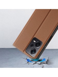 Dux Ducis Skin X2 fodral till Xiaomi Redmi Note 12 Pro+ flip cover plånboksställ brun