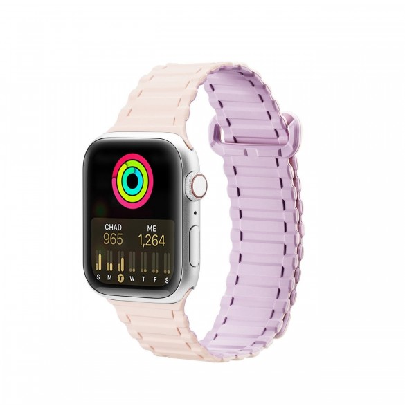Dux Ducis Strap (Armor Version) Apple Watch SE Strap, 9, 8, 7, 6, 5, 4, 3, 2, 1 (41, 40, 38 mm) Silikonmagnetarmband Rosa Lil