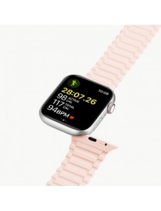 Dux Ducis Strap (Armor Version) Apple Watch SE Strap, 9, 8, 7, 6, 5, 4, 3, 2, 1 (41, 40, 38 mm) Silikonmagnetarmband Rosa Lil