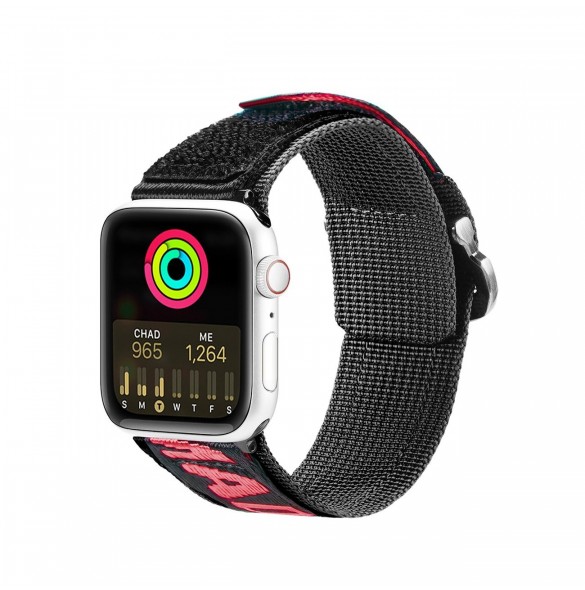 Dux Ducis-rem (utomhusversion) Apple Watch Ultra Strap, SE, 9, 8, 7, 6, 5, 4, 3, 2, 1 (49, 45, 44, 42 mm) Nylonarmband svart