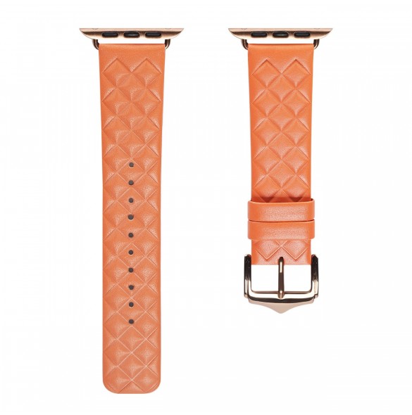 Dux Ducis Armband Läderklocka 7 Band 7/6/5/4/3/2 / SE (45/44 / 42mm) Armband Armband Äkta Läder Armband Orange (Enland Versio