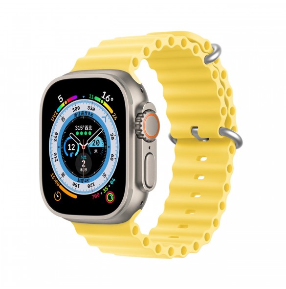 Dux Ducis Strap Watch Armband 9 / 8 / 7 / 6 / 5 / 4 / 3 / 2 / SE (41 / 40 / 38mm) Silikonband Armband Gul (OceanWave Version)