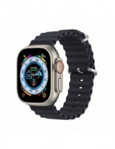 Dux Ducis Strap Watch Armband 9 / 8 / 7 / 6 / 5 / 4 / 3 / 2 / SE (45 / 44 / 42mm) Silikonbandarmband Grå (OceanWave-version)