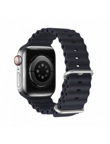 Dux Ducis Strap Watch Armband 9 / 8 / 7 / 6 / 5 / 4 / 3 / 2 / SE (45 / 44 / 42mm) Silikonbandarmband Grå (OceanWave-version)
