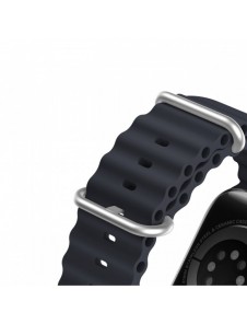 Dux Ducis Strap Watch Armband 9 / 8 / 7 / 6 / 5 / 4 / 3 / 2 / SE (45 / 44 / 42mm) Silikonbandarmband Grå (OceanWave-version)