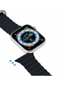 Dux Ducis Strap Watch Armband 9 / 8 / 7 / 6 / 5 / 4 / 3 / 2 / SE (45 / 44 / 42mm) Silikonbandarmband Grå (OceanWave-version)