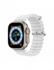 Dux Ducis Strap Watch Armband 9 / 8 / 7 / 6 / 5 / 4 / 3 / 2 / SE (45 / 44 / 42mm) Silikonbandarmband Vit (OceanWave-version)