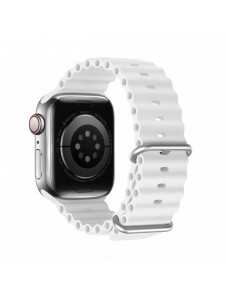 Dux Ducis Strap Watch Armband 9 / 8 / 7 / 6 / 5 / 4 / 3 / 2 / SE (45 / 44 / 42mm) Silikonbandarmband Vit (OceanWave-version)
