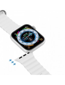 Dux Ducis Strap Watch Armband 9 / 8 / 7 / 6 / 5 / 4 / 3 / 2 / SE (45 / 44 / 42mm) Silikonbandarmband Vit (OceanWave-version)