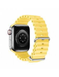 Dux Ducis Strap Watch Armband 9 / 8 / 7 / 6 / 5 / 4 / 3 / 2 / SE (45 / 44 / 42mm) Silikonband Armband Gul (OceanWave Version)