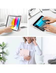 Dux Ducis Toby-fodral för iPad 10.9'' 2022 (10 gen.) skal med pennhållare Apple Pencil smart fodralställ rosa