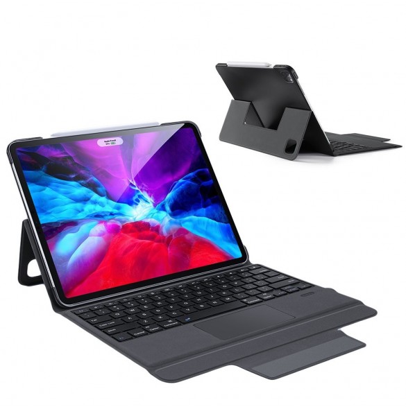 Dux Ducis Touchpad Tangentbordsfodral trådlöst Bluetooth-tangentbord iPad Pro 12,9'' 2018/2020/2021 svart