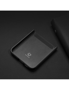 Dux Ducis Venice läderfodral till Samsung Galaxy Z Flip 3 Äkta läderfodral Svart