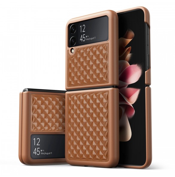 Dux Ducis Venice läderfodral till Samsung Galaxy Z Flip 3 Äkta läderfodral Brun