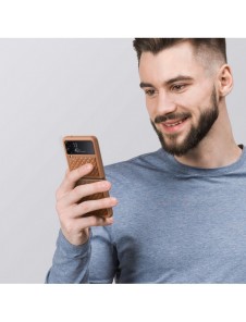 Dux Ducis Venice läderfodral till Samsung Galaxy Z Flip 3 Äkta läderfodral Brun