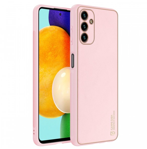 Dux Ducis Yolo elegant skal tillverkat av ekologiskt läder för Samsung Galaxy A13 5G rosa
