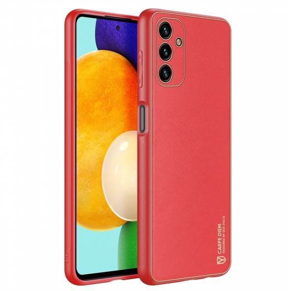 Dux Ducis Yolo elegant skal tillverkat av ekologiskt läder för Samsung Galaxy A13 5G röd