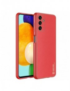 Dux Ducis Yolo elegant skal tillverkat av ekologiskt läder för Samsung Galaxy A13 5G röd