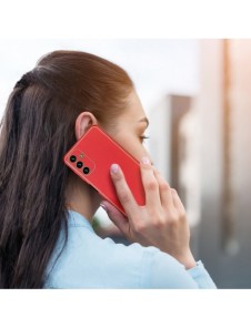 Dux Ducis Yolo elegant skal tillverkat av ekologiskt läder för Samsung Galaxy A13 5G röd